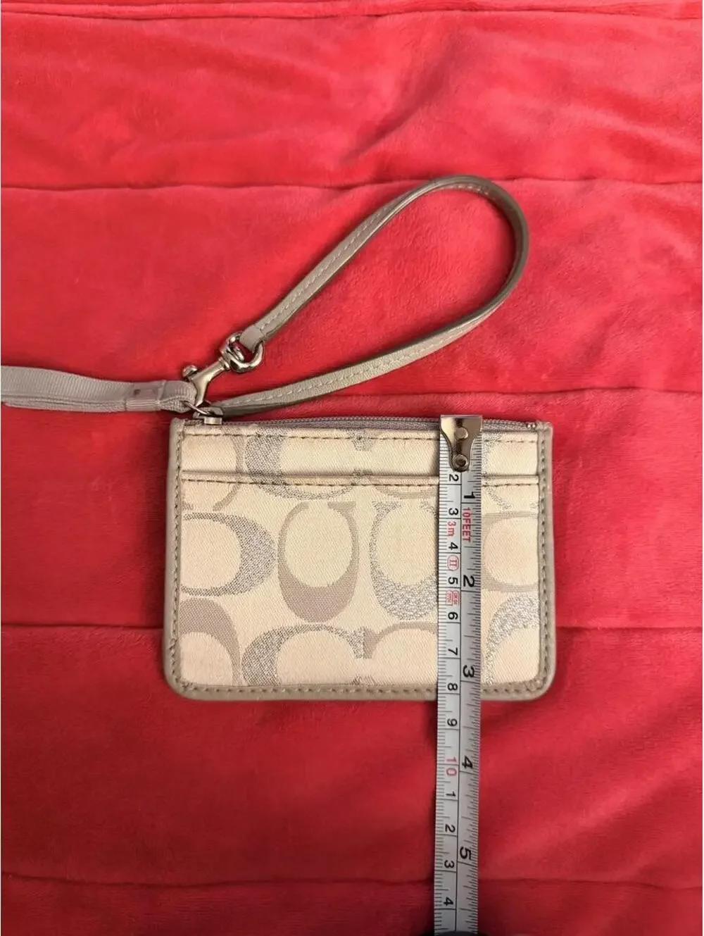Vintage Gray/Silver Coach Cardholder Wristlet